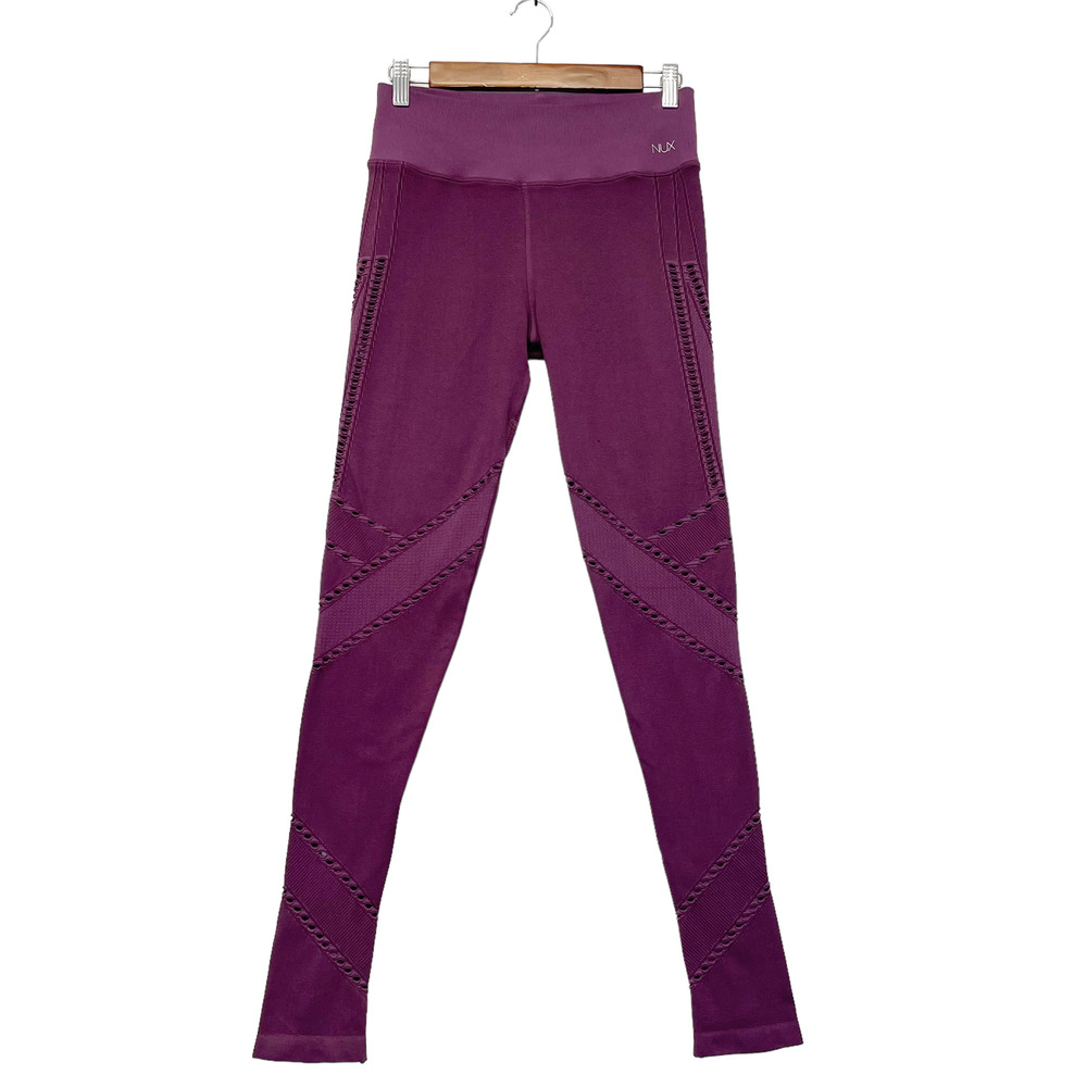 NUX Plum High-Waist Seam Detail Leggings